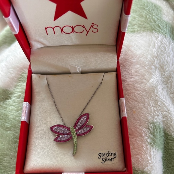 Kaleidoscope - Pink and Lime Dragonfly Pendant Necklace with Sparkle Accents - Picture 4 of 6